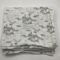 White/Grey/Gold Harry Potter Print Swaddle Blanket