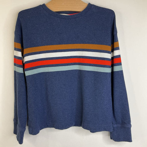 Size 4-5: Mini Boden Blue/Colorful Stripes Long Sleeve Shirt