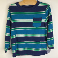 Size 4 (100): Hanna Andersson Blue/Green Striped Long Sleeve Shirt