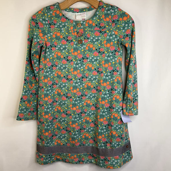 Size 8: Joanna Gaines Blue/Colorful Floral Print Long Sleeve Dress