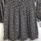 Size 9: Zara Black/White Floral Leaf Long Sleeve Dress