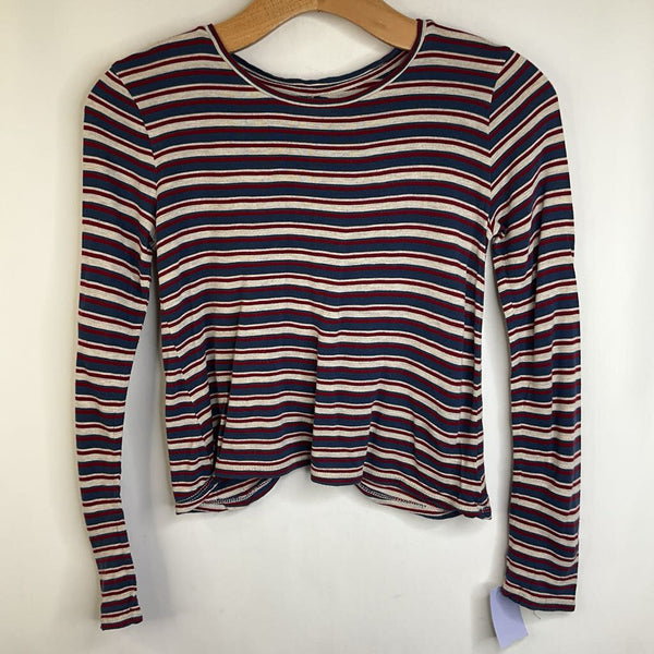 Size 8-10: Tucker + Tate Grey/Blue/Red Striped Long Sleeve Shirt