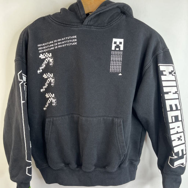 Size 10: Zara Minecraft Black White "Adventure Is An Attitude" Pixelated Creeper Pull-Over Hoodie