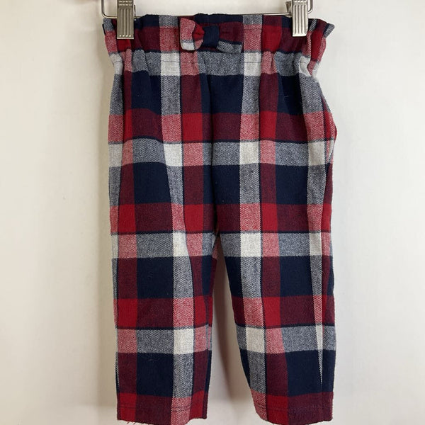 Size 9m: EMC Red/Navy Blue/Grey Plaid Flannel Pants