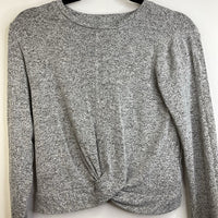 Size 8: Gap Heathered Grey Tie Long Sleeve Shirt