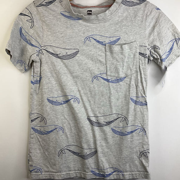 Size 12: Tea Collection Light Grey Blue Whales T-Shirt