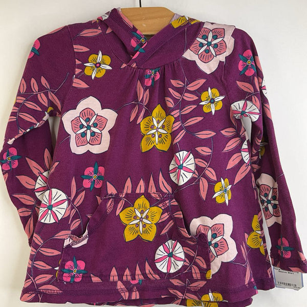 Size 4: Tea Collection Magenta Floral Hooded Long Sleeve Shirt