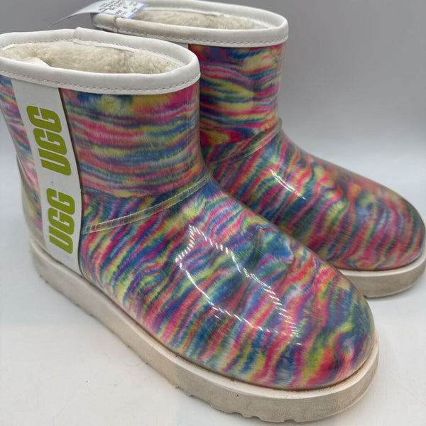 Size 6Y: Ugg Colorful Clear Fleece Lined Ankle Rain Boots