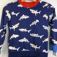 Size 7-8: Mini Boden Blue Sharks Long Sleeve Shirt