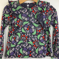 Size 12: Tea Collection Grey Red/Pink/Purple/Green Floral Ruffle Long Sleeve Shirt