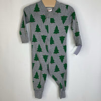 Size 3-6m (60): Hanna Andersson Grey/Green Trees 1pc PJs