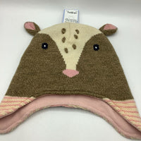 Size M: Mini Boden Knitted Deer Fleece Lined Winter Hat