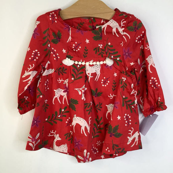 Size 3-6m: Hatley Red Holiday Deer Long Sleeve Dress