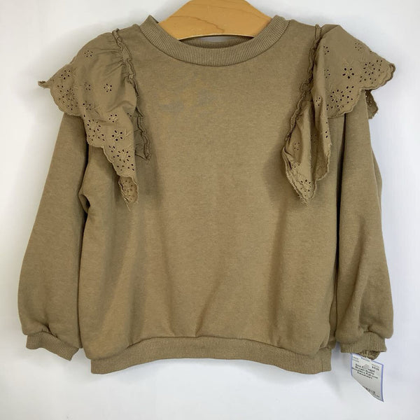 Size 5-6: H&M Brown Ruffle Shoulders Pull-over Sweatshirt