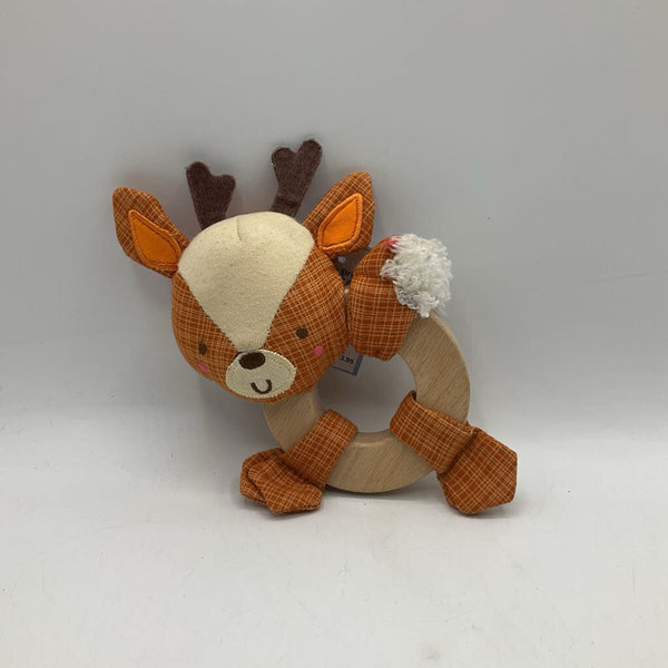 Simply Bright Starts Orange Wooden Deer Rattle