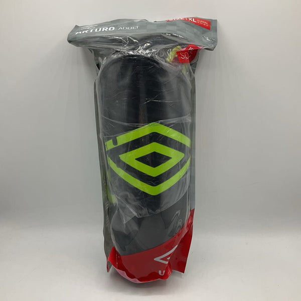 Size XL: Umbro Black/Green Shin Guards