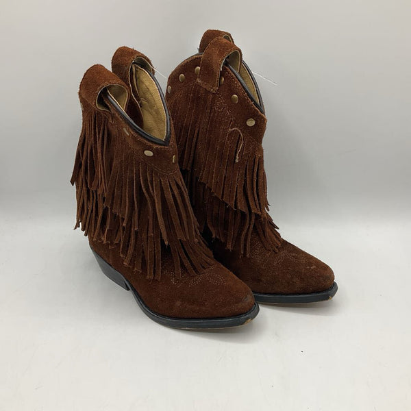 Size 9: Shyanne Brown Leather Tassle Cow Girl Boots