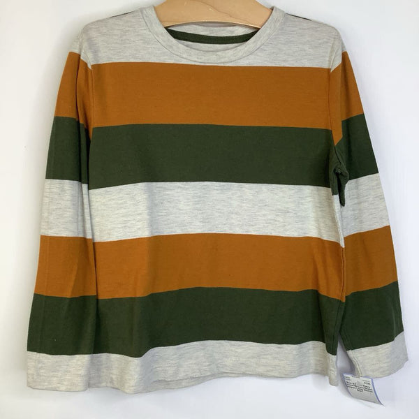 Size 6-7: Old Navy Creme/Brown/Green Striped Long Sleeve Shirt