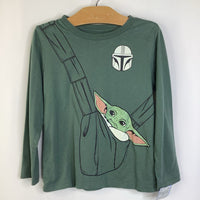 Size 6-7: Old Navy Green/Baby Grogu Print Long Sleeve Shirt