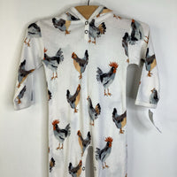 Size 12-18m: Milk Barn White/Chickens Print Long Sleeve Romper