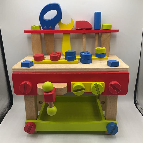 Wooden Colorful Pretend Play Tool Bench Set