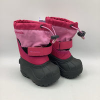 Size 4: Columbia Pink/Grey Velcro/Toggle Snow Boots