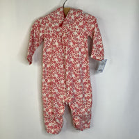 Size 0-3m: Tea Pink/White/Grey Print Hooded Snap-up Romper