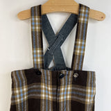 Size 12m: Brown/Blue Plaid Wool Blend Suspender Pants