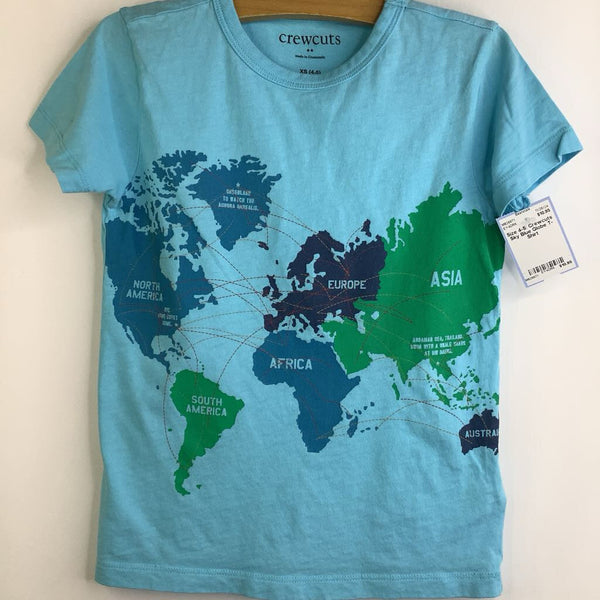 Size 4-5: Crewcuts Sky Blue Globe T-Shirt