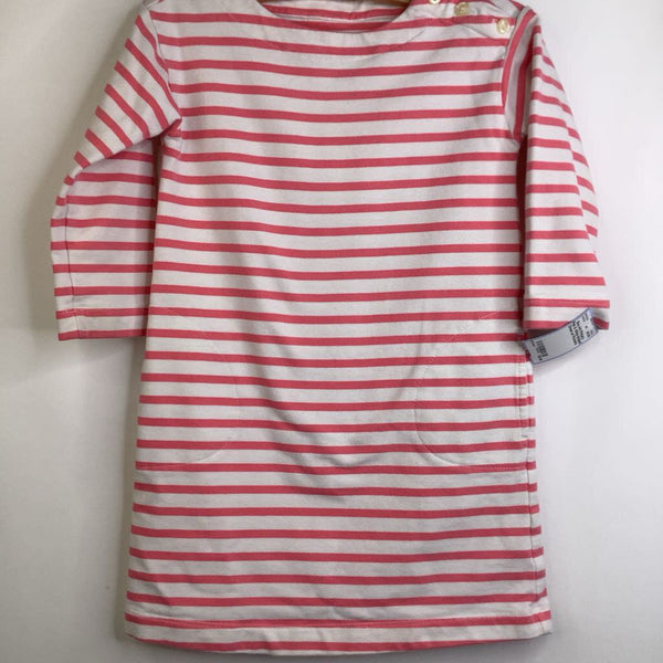 Size 4-5: Primary Pink & White Striped Dress w/ Pockets