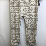 Size 2: Kate Quinn Organics Creme & Green Knitted Pattern Long Sleeve Long Romper