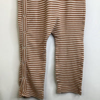 Size 18-24m: Kate Quinn Organics Roasted Peach & White Striped Wrap Short Sleeve Long Romper