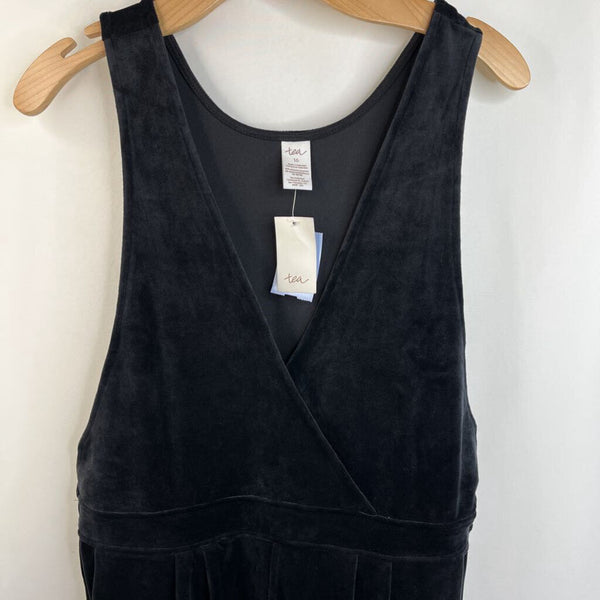 Size 16: Tea Collection Black Velour Tank Long Romper NEW w/ Tag