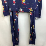 Size 12 (150): Hanna Andersson Navy Blue Animals Playing Winter Sports Long Sleeve 2pc PJS