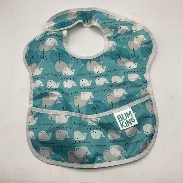 Size OS: Bumkins Light Blue Grey Whales Bib