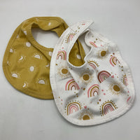 Size S: White & Yellow Sun/Rainbow Bibs