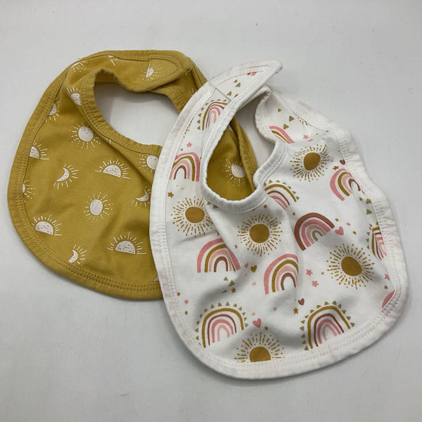 Size S: White & Yellow Sun/Rainbow Bibs