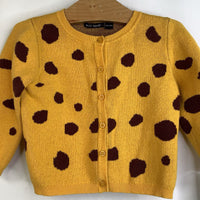 Size 2-3: Mini Kardi Yellow & Brown Spots Knitted Button-up Cardigan RETAILS NEW $530