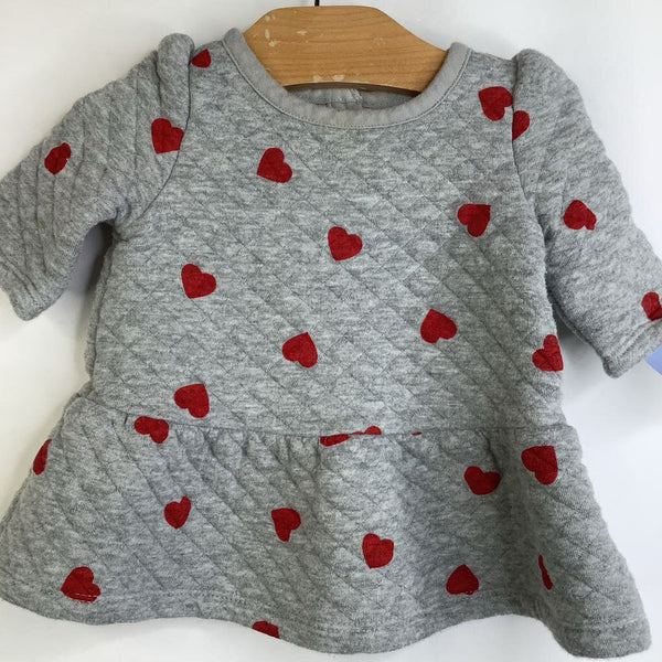 Size 0-3m: Gap Grey Red Hearts Dress