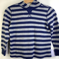 Size 8 (130): Hanna Andersson Navy Grey Striped Hoody Long Sleeve Shirt