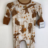 Size 0-3m: Little Sleepies Bear Print Zip Legs Pjs