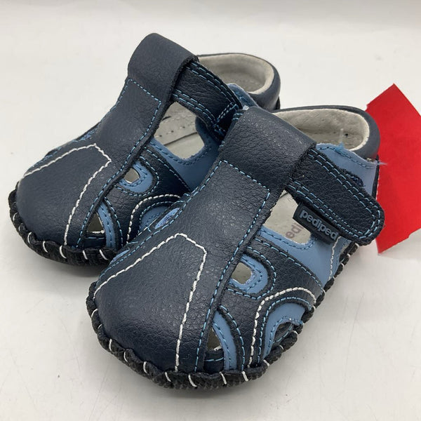 Size S (6-12m): Pediped Brody NAVY BLUE Soft-Sole Baby Shoes NEW in BOX