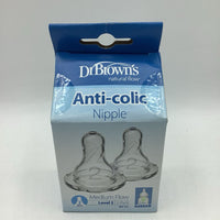 Dr.Browns Anti-Colic 2pc Nipple Set-NEW