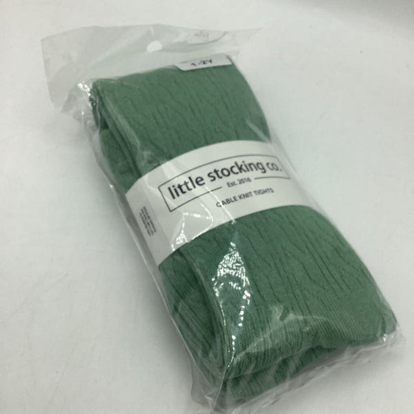 Size 1-2Y: Little Stocking Co. Green Cable Knit Tights NEW