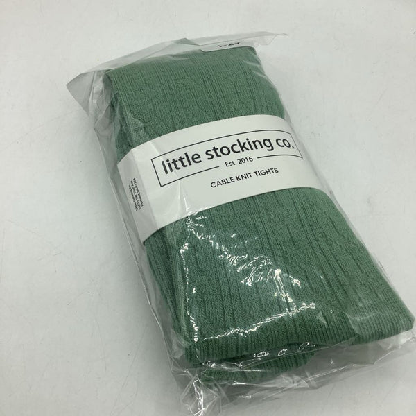 Size 1-2Y: Little Stocking Co. Green Cable Knit Tights NEW