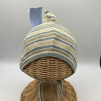 Size 3-6m: Kate Quinn Creme/Green/Brown Striped Baby Hat