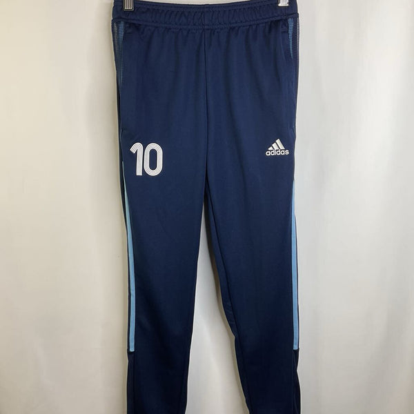 Size 10-12: Adidas Navy Blue Light Blue/White Stripe Side Sweatpants NEW w/ TAGS