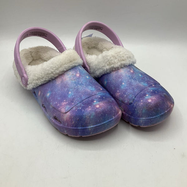 Size 13: Stride Rite Purple Galaxy Fleece Lined Slip On Clogs