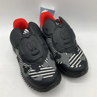 Size 8: Adidas Black/White Mickey Mouse Velcro Strap Sneakers