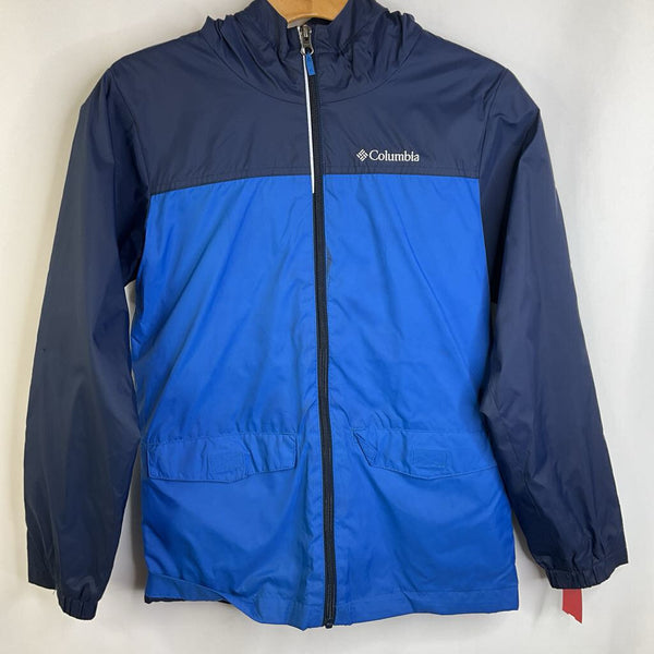 Size 10-12: Columbia Blue/Navy Zip Up Hooded Windbreaker REDUCED